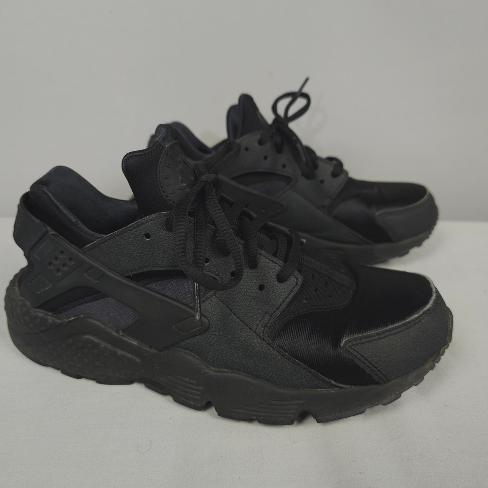 Nike Air Huarache Run Shoes Women 8.5 Triple Black Low Running Sneaker
